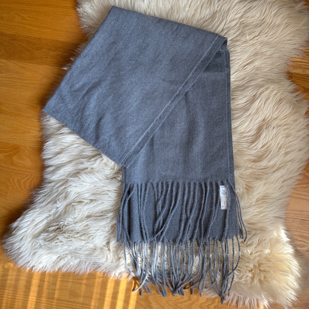 A New Day Gray Knit Scarf with Fringe